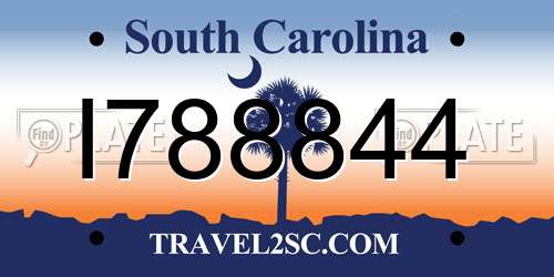 I788844 South Carolina License Plate