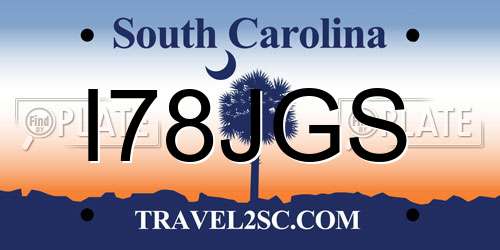 I78JGS South Carolina License Plate