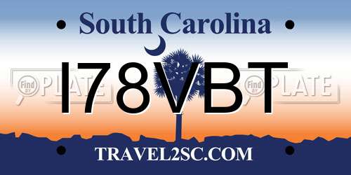 I78VBT South Carolina License Plate
