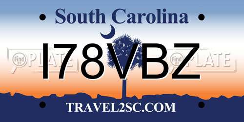 I78VBZ South Carolina License Plate