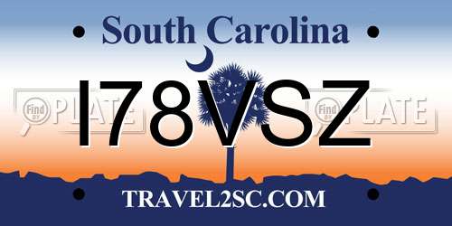 I78VSZ South Carolina License Plate