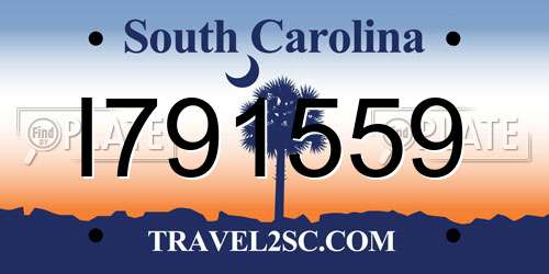 I791559 South Carolina License Plate