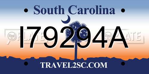 I79294A South Carolina License Plate
