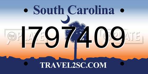I797409 South Carolina License Plate