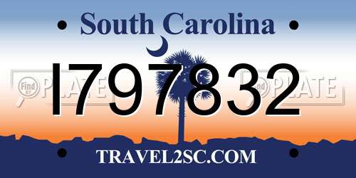 I797832 South Carolina License Plate