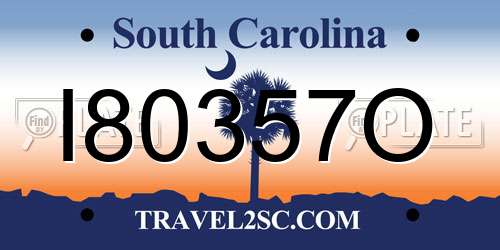 I80357O South Carolina License Plate