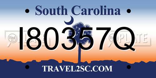 I80357Q South Carolina License Plate