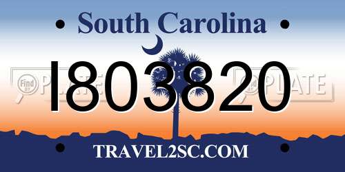 I803820 South Carolina License Plate