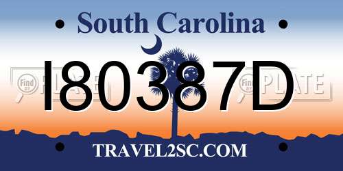 I80387D South Carolina License Plate