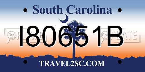 I80651B South Carolina License Plate