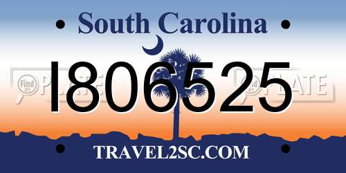 I806525 South Carolina License Plate