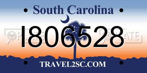 I806528 South Carolina License Plate