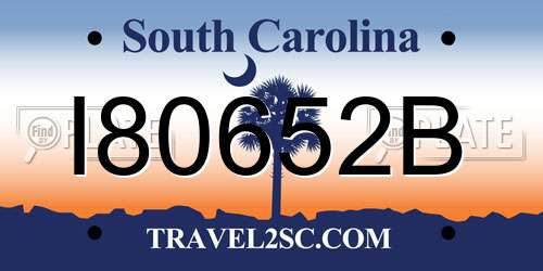 I80652B South Carolina License Plate