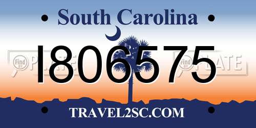 I806575 South Carolina License Plate