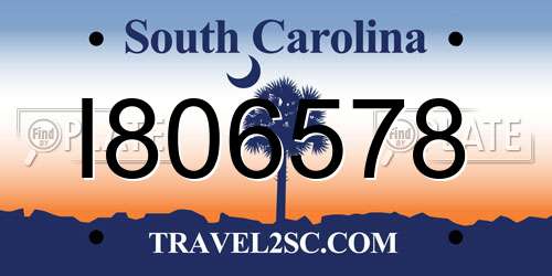 I806578 South Carolina License Plate