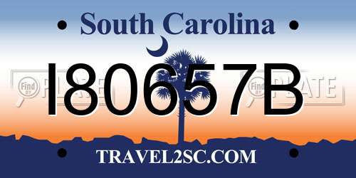 I80657B South Carolina License Plate