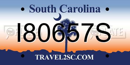 I80657S South Carolina License Plate