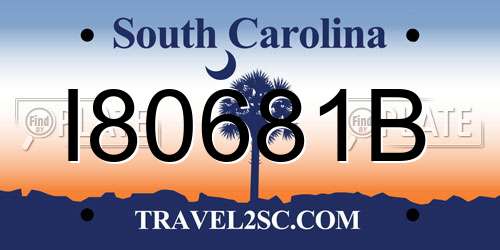 I80681B South Carolina License Plate