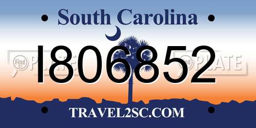 I806852 South Carolina License Plate