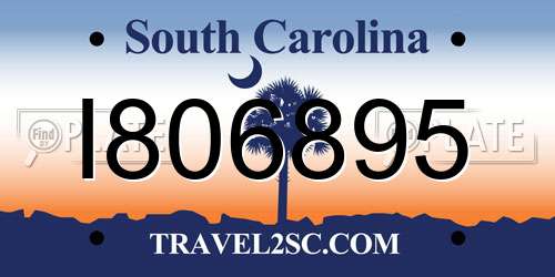 I806895 South Carolina License Plate