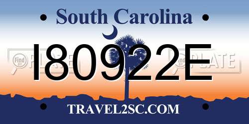 I80922E South Carolina License Plate