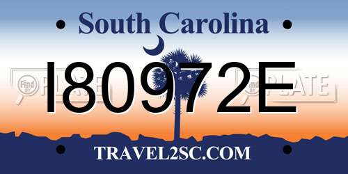 I80972E South Carolina License Plate