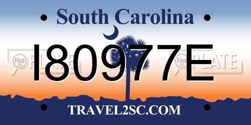I80977E South Carolina License Plate