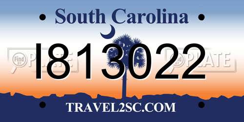 I813022 South Carolina License Plate