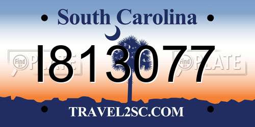I813077 South Carolina License Plate