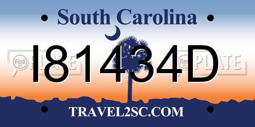 I81434D South Carolina License Plate