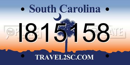 I815158 South Carolina License Plate