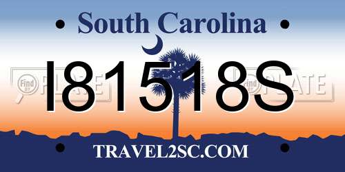 I81518S South Carolina License Plate