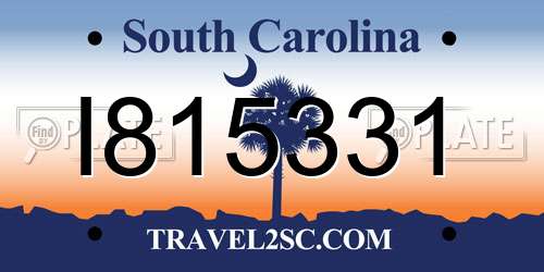 I815331 South Carolina License Plate