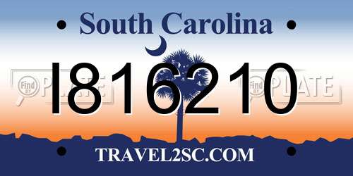 I816210 South Carolina License Plate