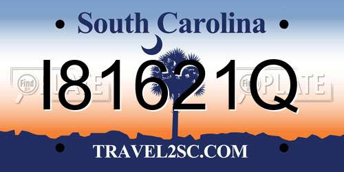 I81621Q South Carolina License Plate