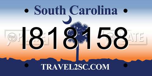 I818158 South Carolina License Plate