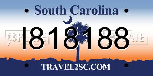 I818188 South Carolina License Plate