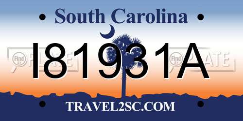 I81931A South Carolina License Plate