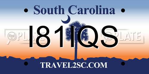 I81IQS South Carolina License Plate