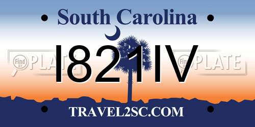 I821IV South Carolina License Plate