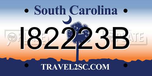 I82223B South Carolina License Plate