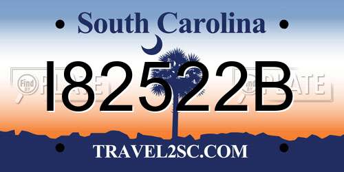 I82522B South Carolina License Plate