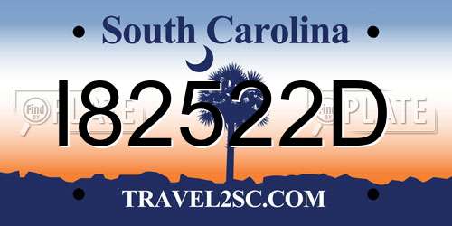 I82522D South Carolina License Plate
