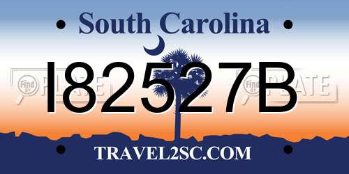 I82527B South Carolina License Plate