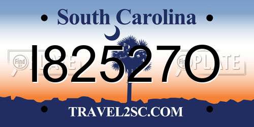 I82527O South Carolina License Plate