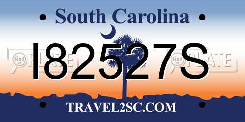 I82527S South Carolina License Plate