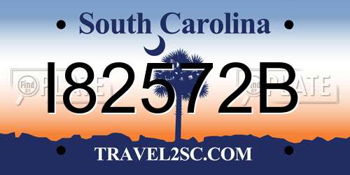 I82572B South Carolina License Plate