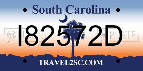 I82572D South Carolina License Plate