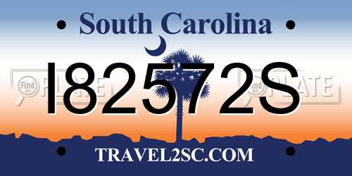 I82572S South Carolina License Plate