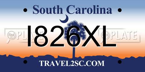 I826XL South Carolina License Plate
